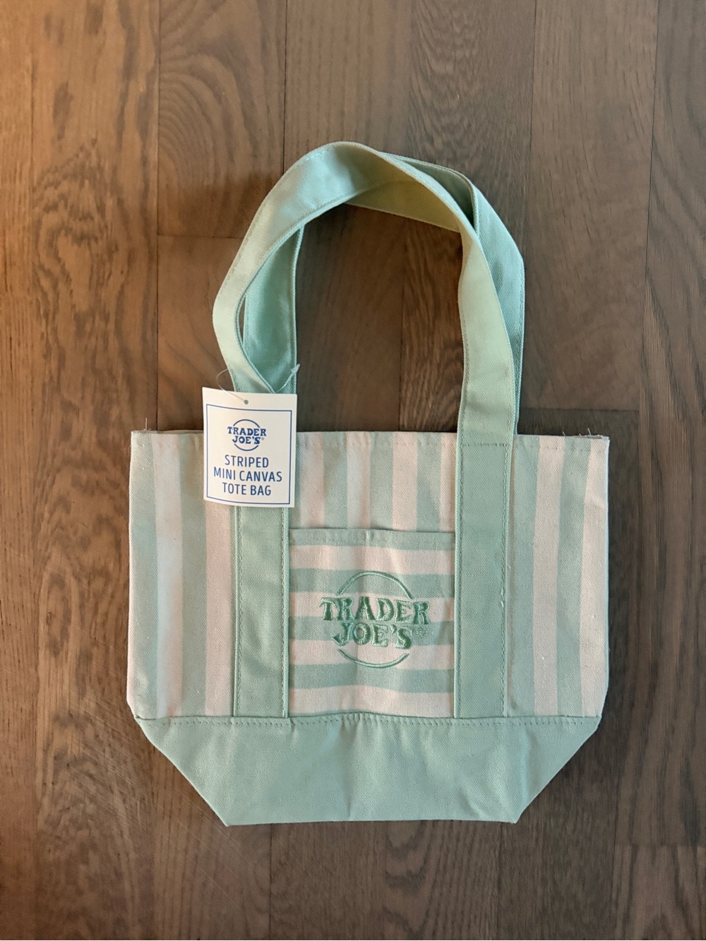 Trader Joe’s Mint Striped Mini Canvas Tote Bag